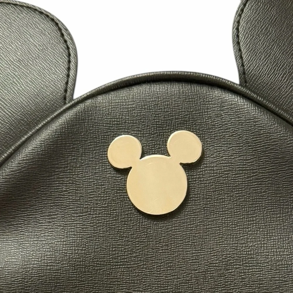DISNEY BIOWORLD Canteen Mickey Mouse Ears Purse Bag Black Silver Emblem 3353-1
